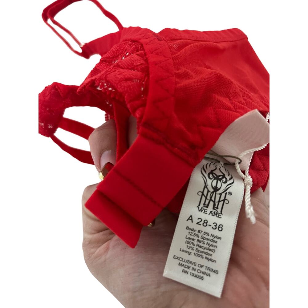 We Are HAH Red Bra NWT Size A 28-36 - Picture 2 of 5